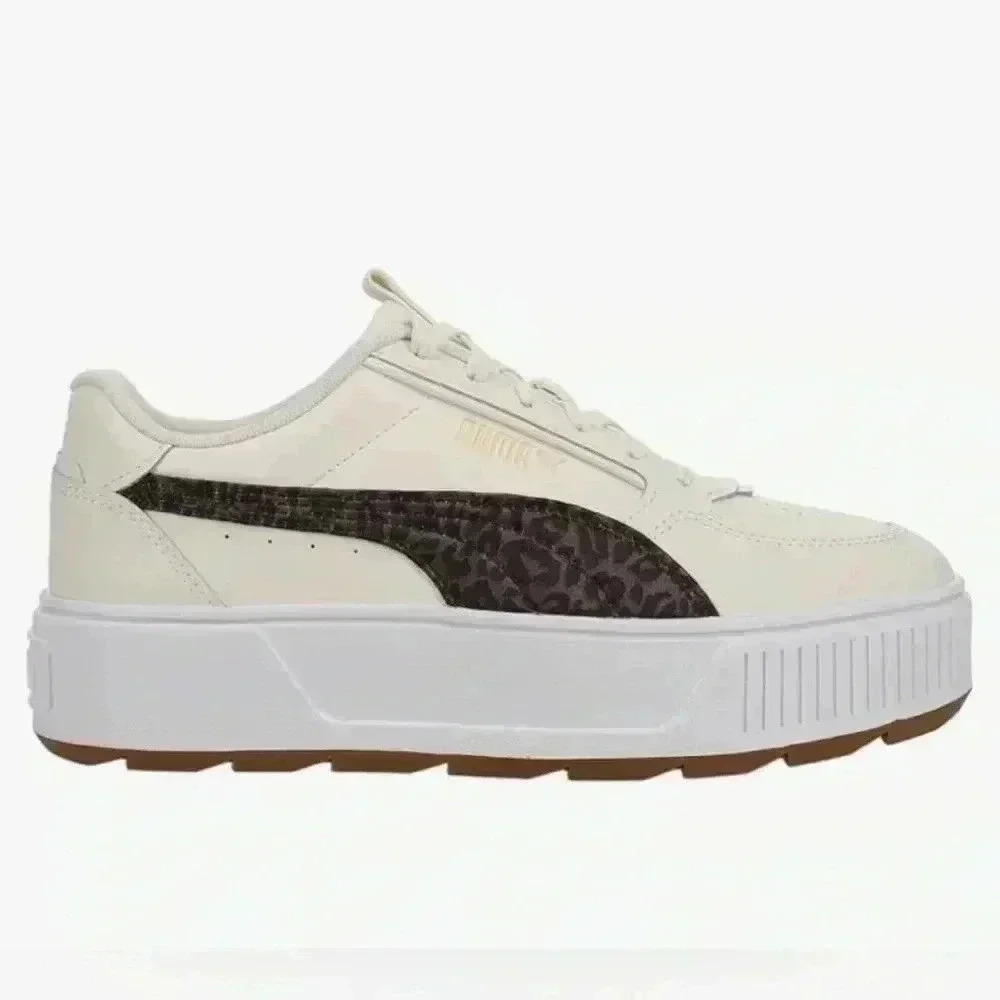 Puma Karmen Rebelle Sneaker in Cream and Animal Print Size 8.5